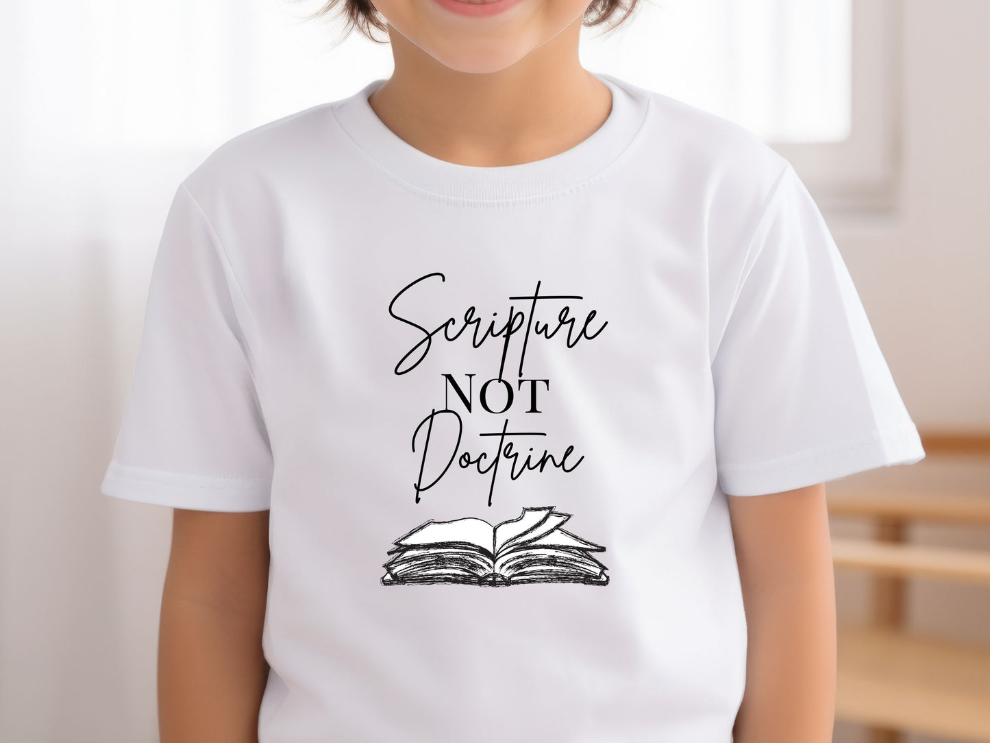 Scripture Not Doctrine Kids Tee - Inspiring Cotton Tee Children's Gift,Scripture Not Doctrine Faith Statement Shirt Minimalist Christian