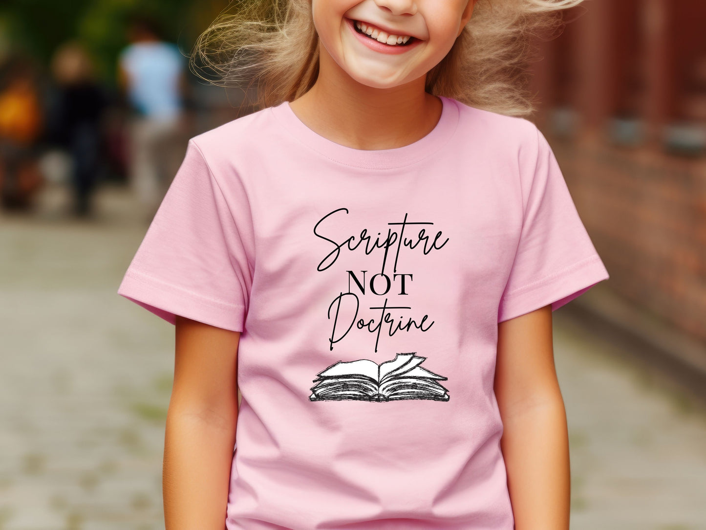 Scripture Not Doctrine Kids Tee - Inspiring Cotton Tee Children's Gift,Scripture Not Doctrine Faith Statement Shirt Minimalist Christian