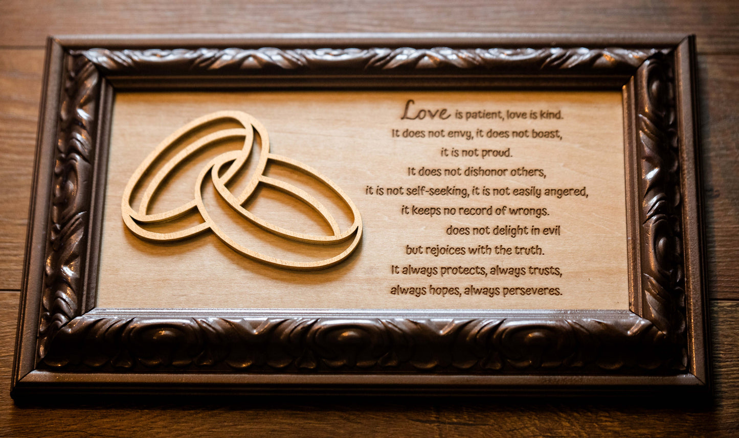 1 Corinthians Laser Engraved Sign