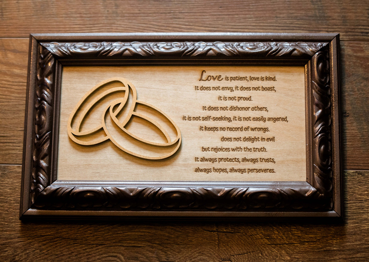 1 Corinthians Laser Engraved Sign