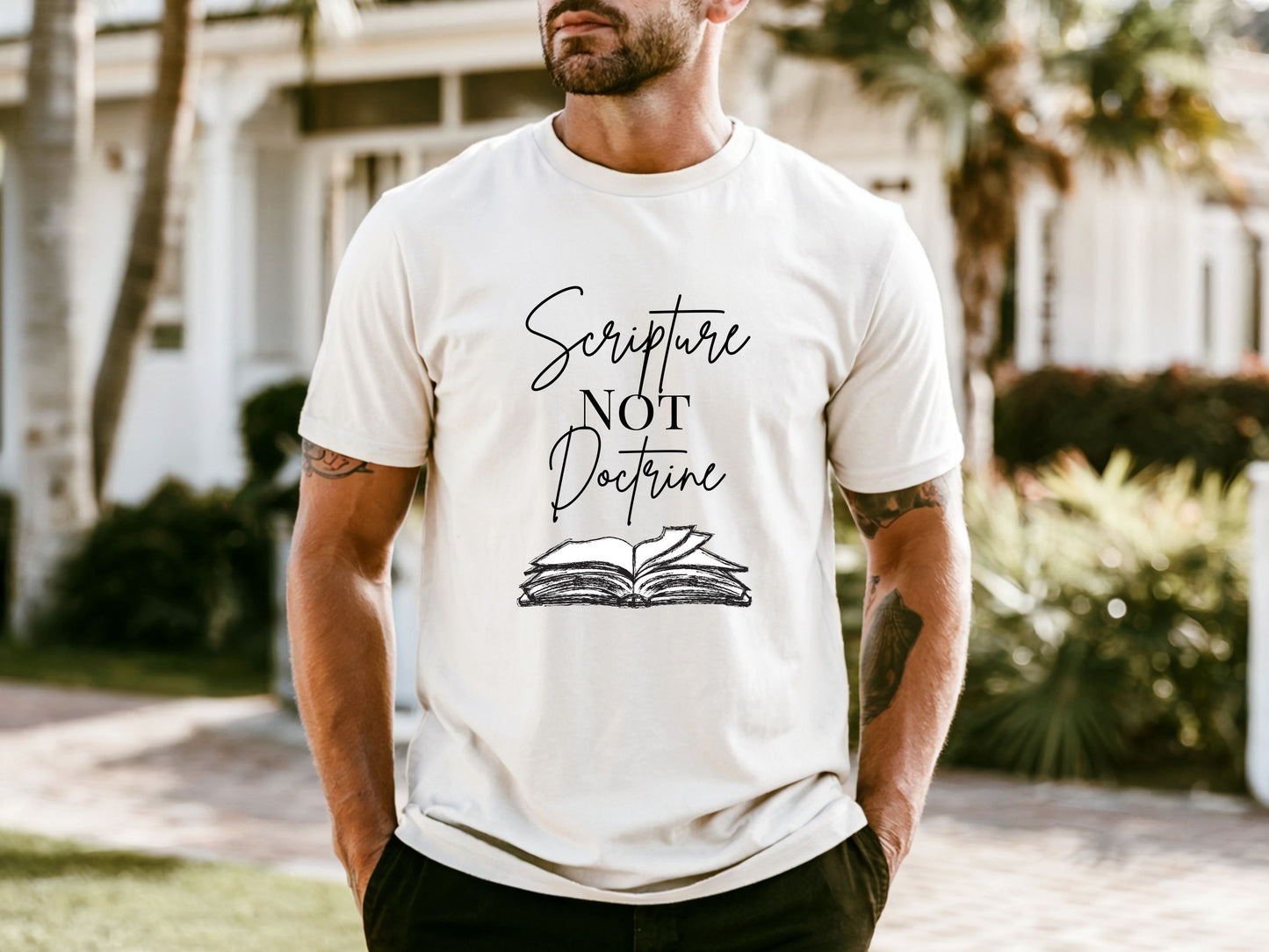 Scripture Not Doctrine Garment-Dyed T-shirt Faith Statement Shirt Minimalist Christian Tee
