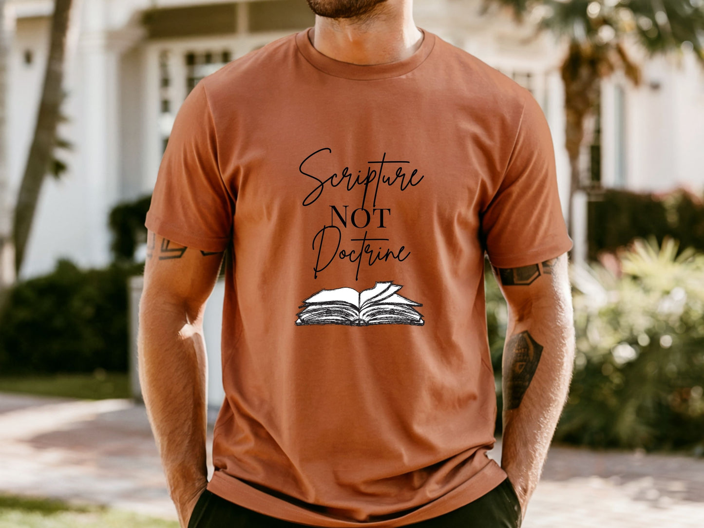 Scripture Not Doctrine Garment-Dyed T-shirt Faith Statement Shirt Minimalist Christian Tee