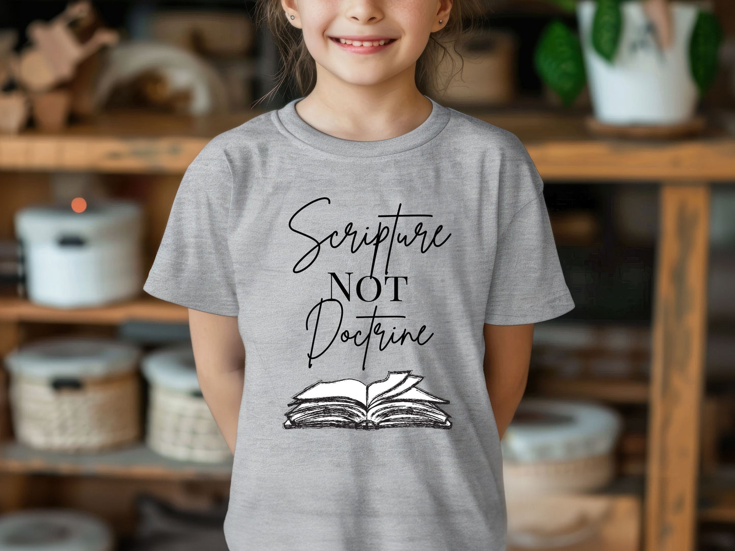 Scripture Not Doctrine Kids Tee - Inspiring Cotton Tee  Children's Gift,Scripture Not Doctrine  Faith Statement Shirt Minimalist Christian