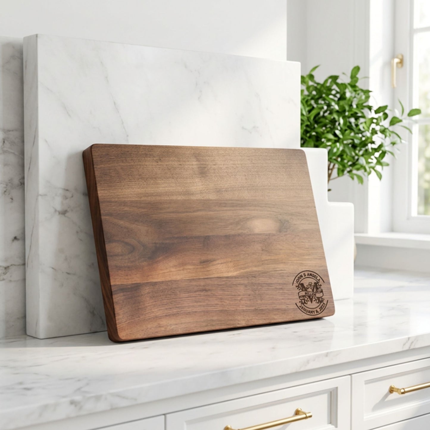 Engraved Walnut Cutting Board, Personalized Wedding Gift, Custom Monogram Charcuterie Board, Heirloom Anniversary Gift