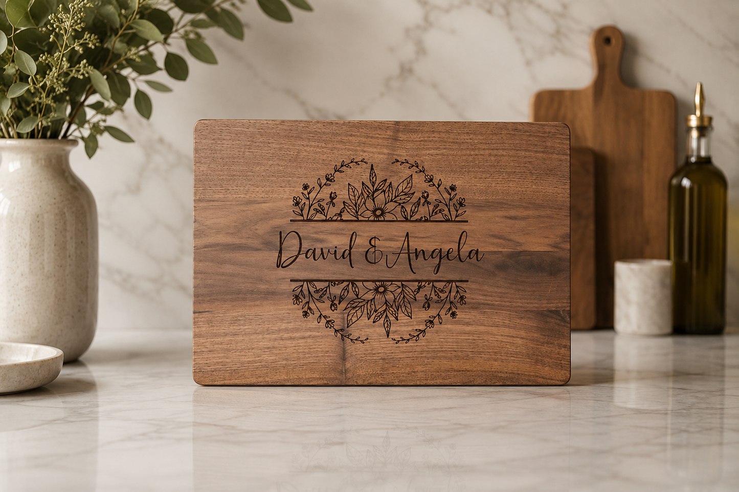 Engraved Walnut Cutting Board, Personalized Wedding Gift, Custom Monogram Charcuterie Board, Heirloom Anniversary Gift