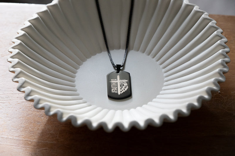 Men of Faith Cross Necklace, Christian Dog Tag Necklace for Men, Lion of Judah Pendant, Bible Verse Jewelry, Gift for Him, Stainless Steel