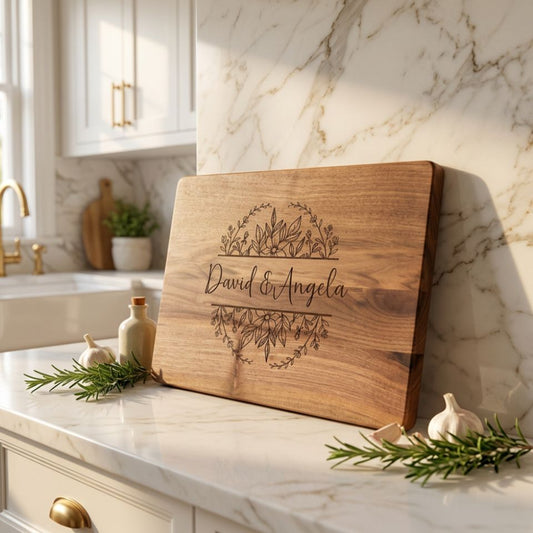 Engraved Walnut Cutting Board, Personalized Wedding Gift, Custom Monogram Charcuterie Board, Heirloom Anniversary Gift